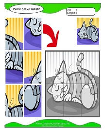 Puzzle Kes Yapıştır Çalışma Sayfaları